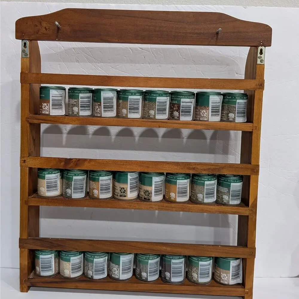 Vintage Wooden Spice Rack Wall Mount 3 Tier Kitchen Shelf 24 New Simply Organic